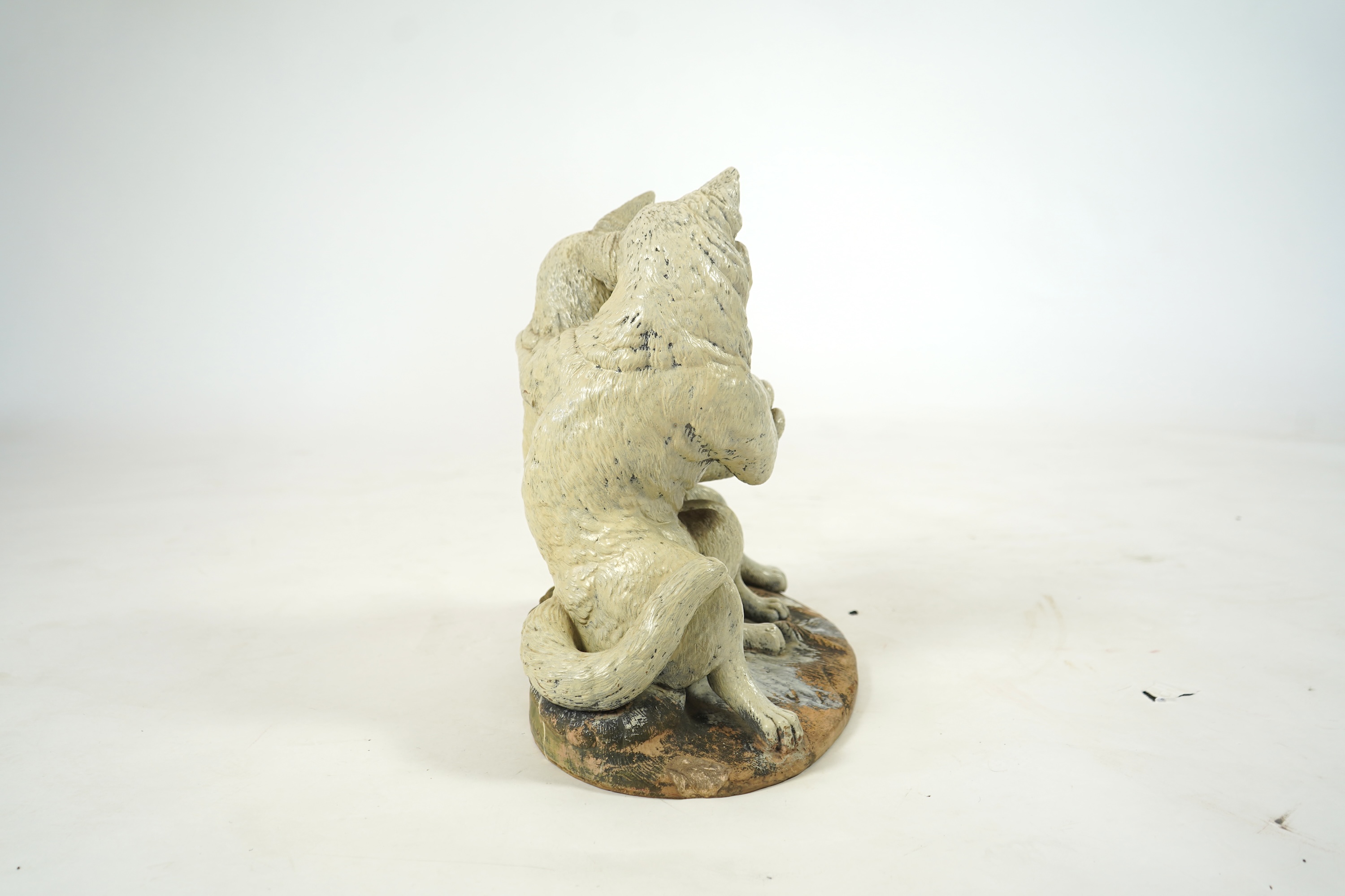 A late 19th century Austrian cold painted terracotta cat group